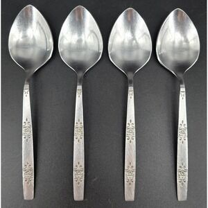 Set of 4 Oneida Profile ORLANDO Oval Soup Spoon 6.75" Stainless Flatware Vtg